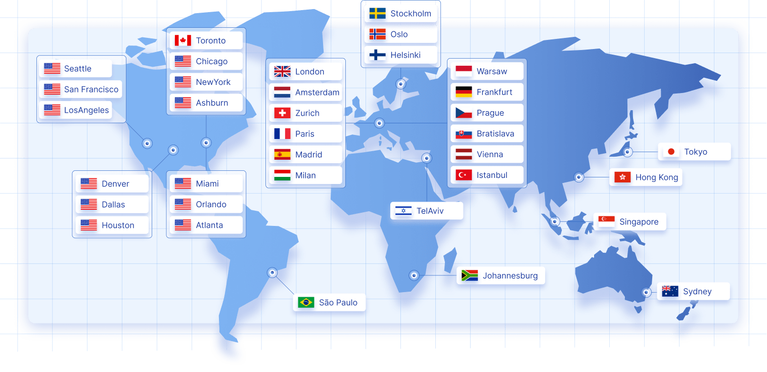 35+ gateway locations worldwide